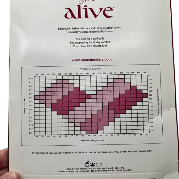 NIP Hanes Alive Support Pantyhose Control Top Size C Pearl Reinforced Toe - Picture 4 of 4